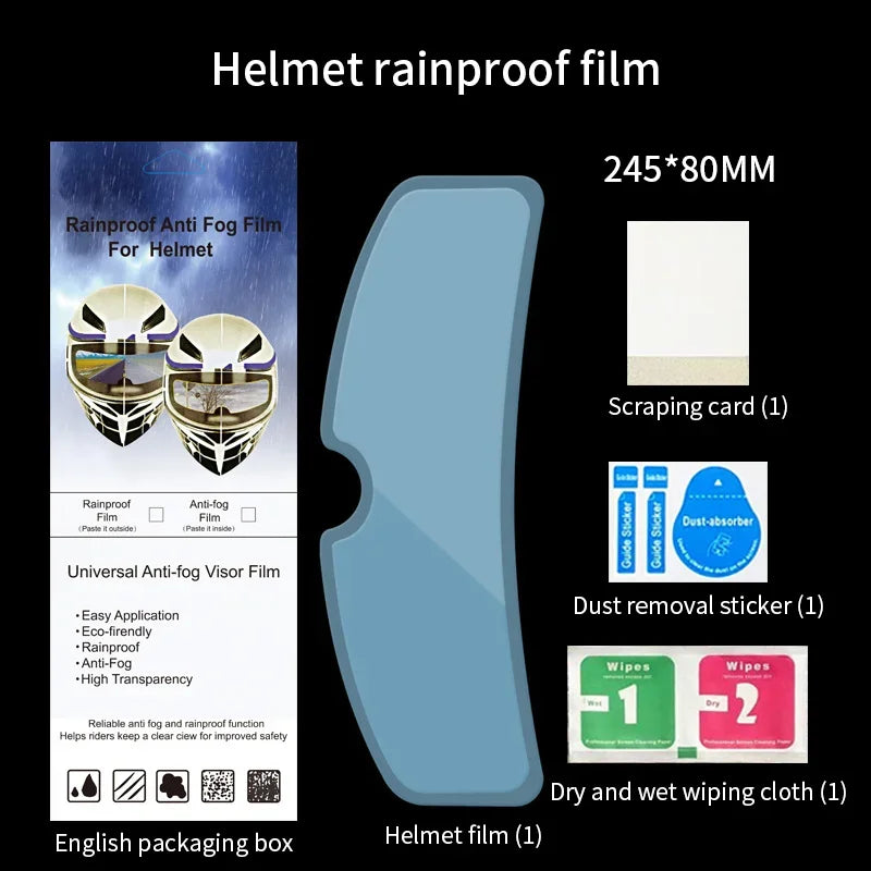 Universal Motorcycle Helmet Anti-Fog & Rainproof Film – Clear, Durable Nano Coating Sticker