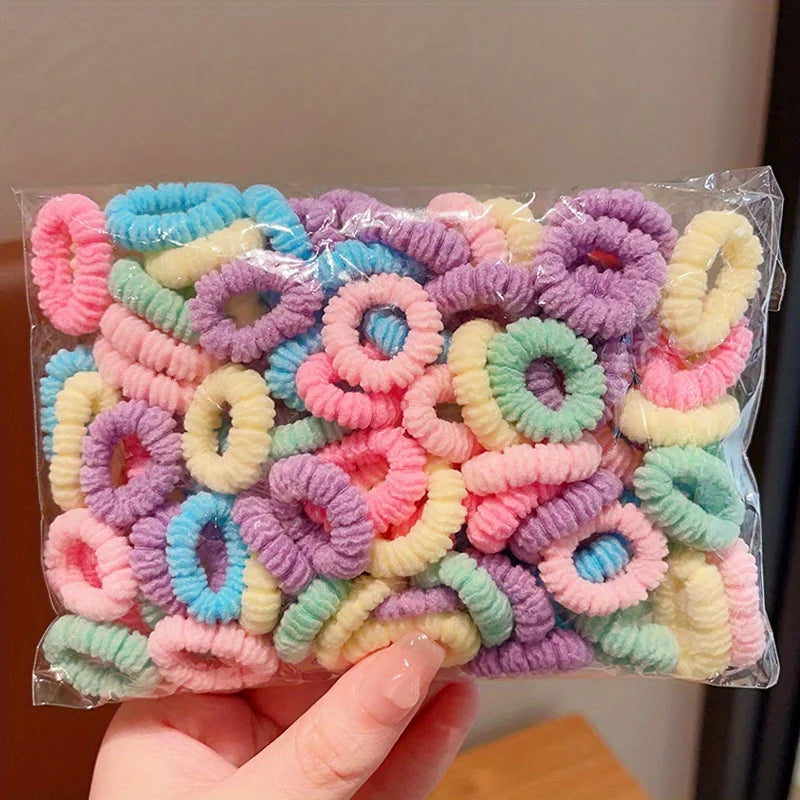 Girls Elastic Hair Bands - 100-Piece Set of Cute Ponytail Holders for Kids