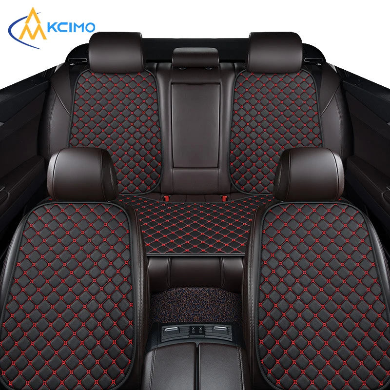 Universal PU Leather Car Seat Cover - Minimalist Soft Seat Cushion Protector with Storage Pocket for Car Interior Accessories