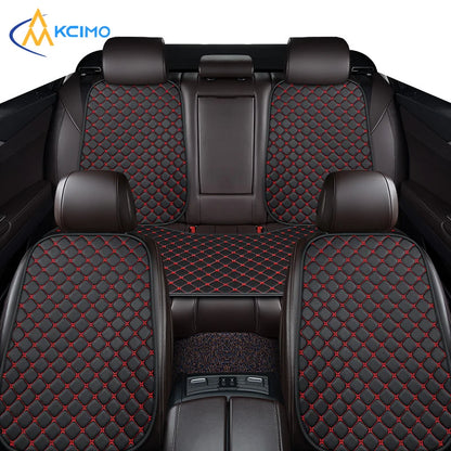 Universal PU Leather Car Seat Cover - Minimalist Soft Seat Cushion Protector with Storage Pocket for Car Interior Accessories
