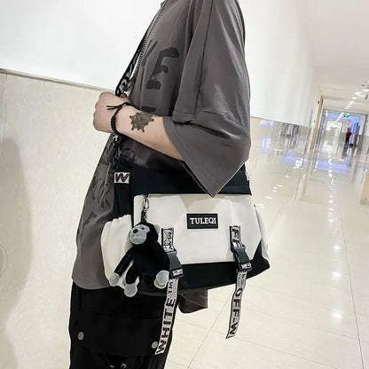 Men’s Large Capacity Messenger Bag – Fashion Canvas Nylon Crossbody Shoulder Bag for Casual & Student Use