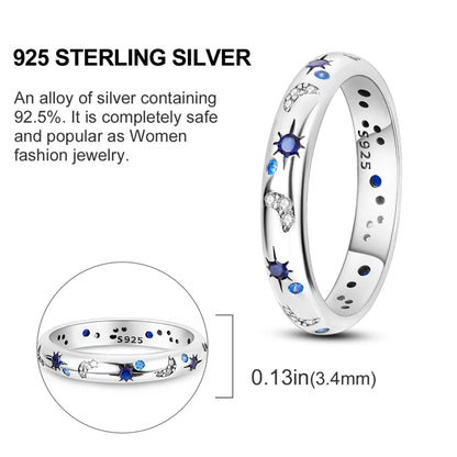 925 Sterling Silver Ring – Infinite Love Star & Moon Design for Women, Wedding Jewelry Gift