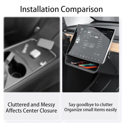 Herval Under-Screen Storage Tray for Tesla Model Y/3 2021-2025 Highland – Hidden Anti-Slip Storage Box