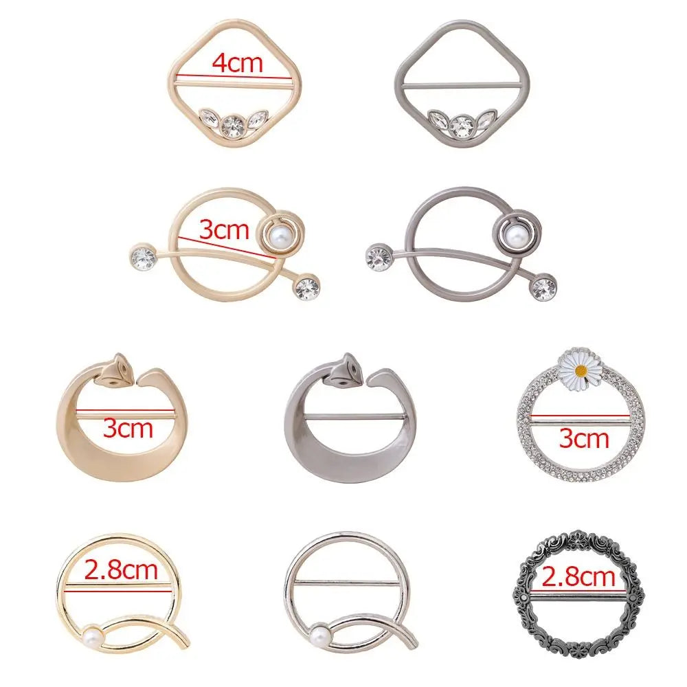 Scarf Buckle & Ring – Shawl, T-Shirt, Waist Clip Brooch, Silk Clasp Fashion Jewelry Accessory