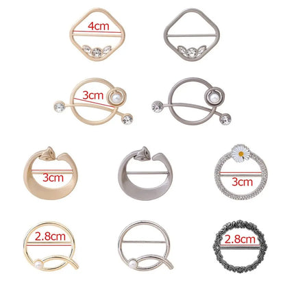 Scarf Buckle & Ring – Shawl, T-Shirt, Waist Clip Brooch, Silk Clasp Fashion Jewelry Accessory