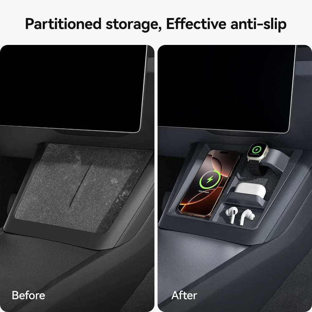 Wireless Charging Protective Frame for Tesla Model 3/Y Highland - Non-Slip Limiter for Phones, Headphones, and Watches