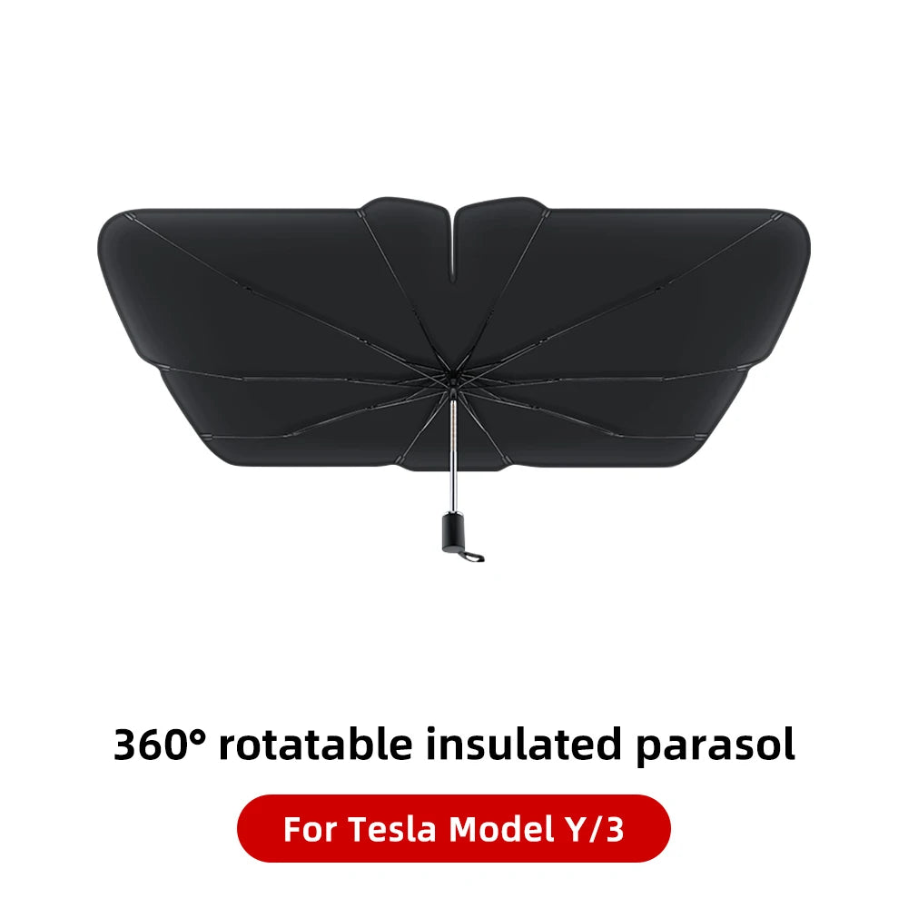 YZ Sun Visor Upgrade for Tesla Model 3 & Y Highland 2021-2024 – Ice Cloth Buckle Sunshade for Glass Roof & Skylight