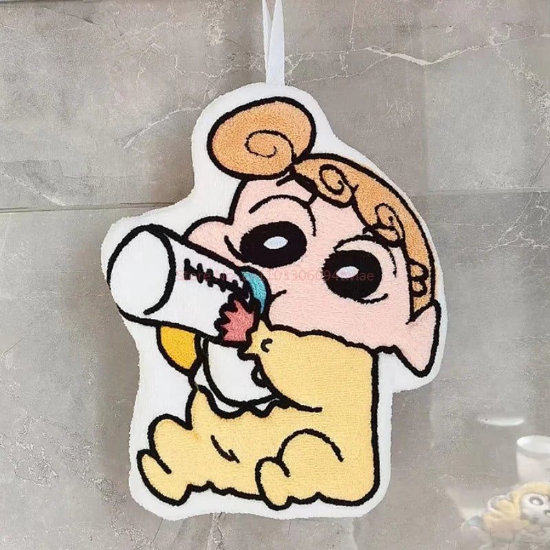 Crayon Shin-Chan Hand Towel - Kawaii Water-Absorbent Coral Fleece for Kitchen & Bathroom Use