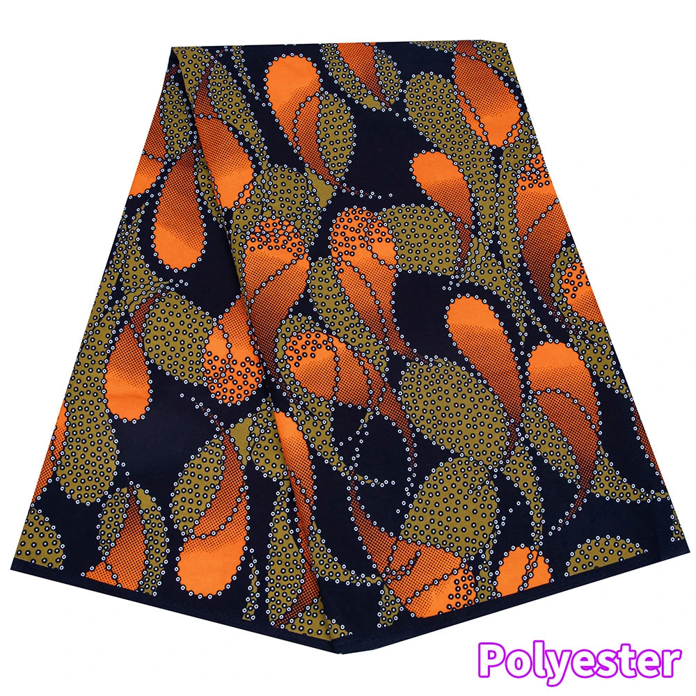 Veritable African Ankara Wax Fabric - 6 Yards Batik Polyester Textile for Dresses, Sewing & DIY Crafts