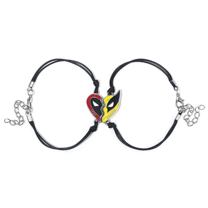 Best Friends Clown Mask Keychain & Bracelet Pendant Combo – Red & Yellow Love Jewelry for Friends