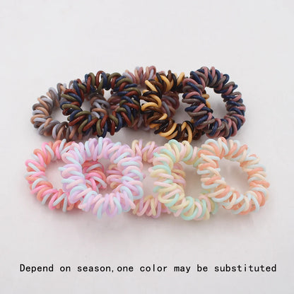5Pcs Matte Spiral Hair Bands - Fashion Telephone Wire Elastic Hair Ties Stretchable Cord Rubber Bands for Women & Girls