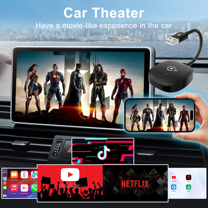 Wireless Video CarPlay Adapter - Supports Netflix, YouTube, TikTok for OEM Wireless CarPlay Vehicles