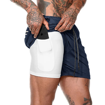 Men’s 2-in-1 Sports Shorts — Double-Layer Running, Gym & Fitness Shorts for Summer