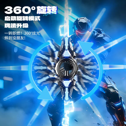 Spinning LED Toy Sword - Double-Ended Telescopic Light-Up Sword with Rotating Blades for Kids