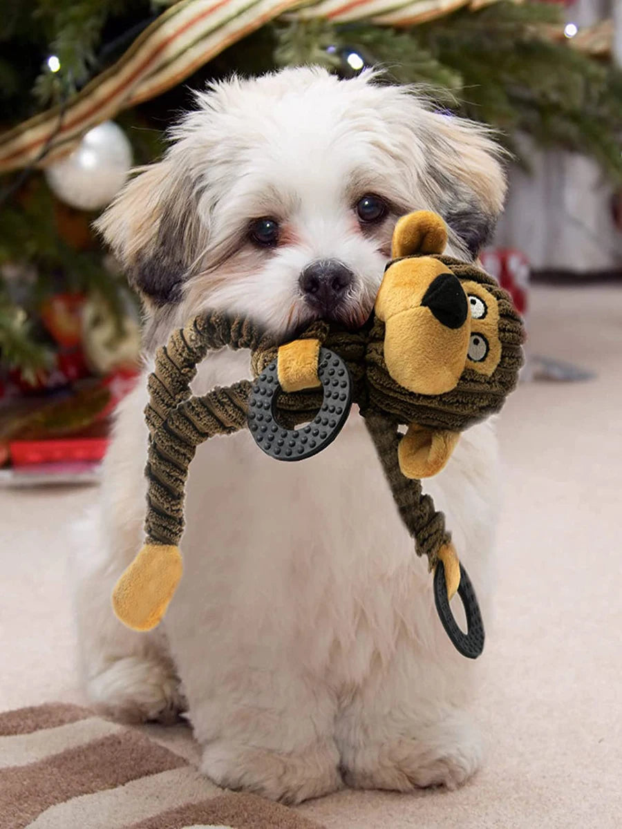Squeaky Puppy Chew Toys – Plush Interactive Monkey Toy for Teething & Training Small Dogs