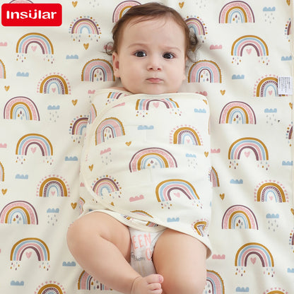 Bilayer Baby Swaddle Wrap Blanket - Soft Thin Cotton Newborn Anti-Startle Sleep & Changing Cover