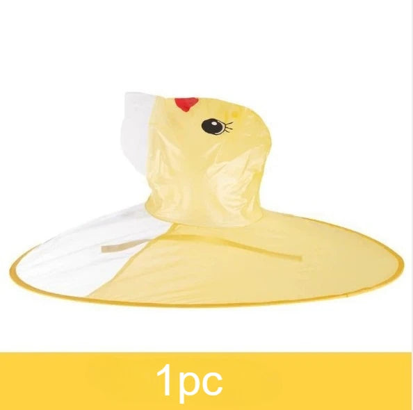 Duck-Shaped Umbrella Hat – Foldable Rain Poncho with Cute Yellow Duck Design for Fishing & Camping