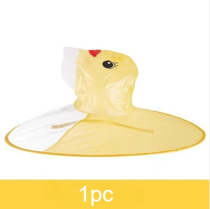 Duck-Shaped Umbrella Hat – Foldable Rain Poncho with Cute Yellow Duck Design for Fishing & Camping