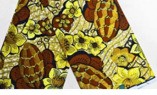 Grand Super African Wax Fabric - 100% Cotton Nigerian Glitter Glam Gold Ankara Print for Sewing