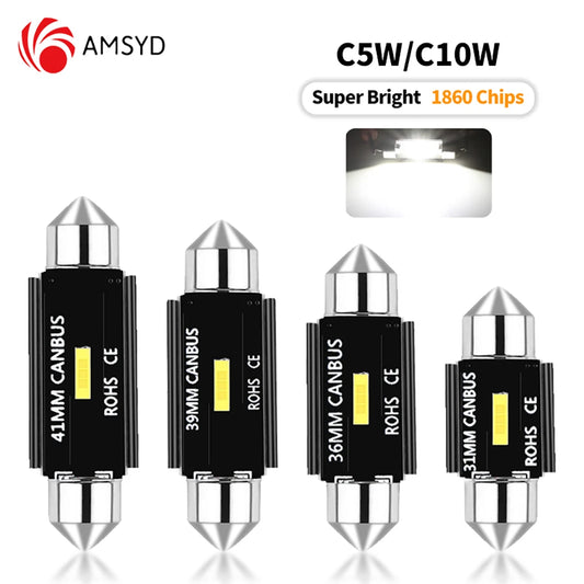10-Pack C5W LED Festoon Bulbs - Canbus CSP Interior Dome, Reading & Signal Lights (31mm-41mm)