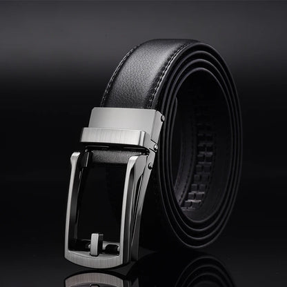 Men’s Top Quality Cowhide Leather Belt – Automatic Alloy Buckle Belt for Men