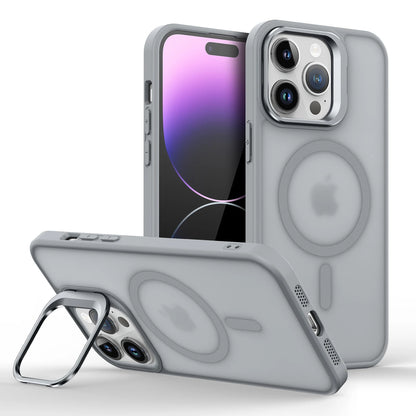 Magnetic Metal Lens Stand for iPhone 11–17 – MagSafe Compatible Matte Wireless Charging Case Holder