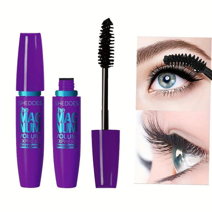4D Black Fiber Mascara - Waterproof Eyelash Thickening, Lengthening & Curling Makeup