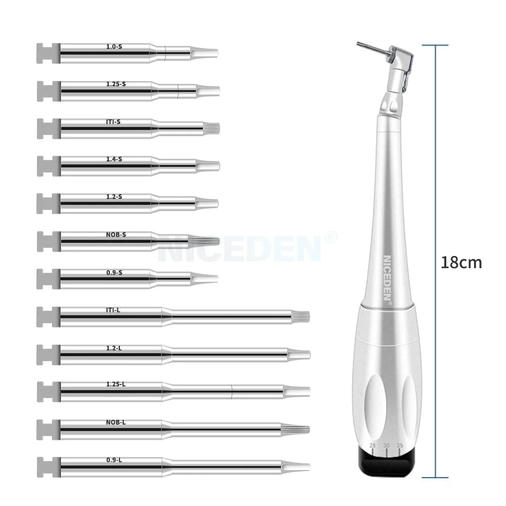 NICEDEN Dental Implant Torque Wrench - Universal Handpiece with 16 Screws & Latch Head Repair Tool