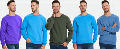 TACVASEN Men’s Winter Fleece Sweatshirt – Thicken Sherpa-Lined Crewneck Pullover, Warm Heavy Winter Top, No Hood