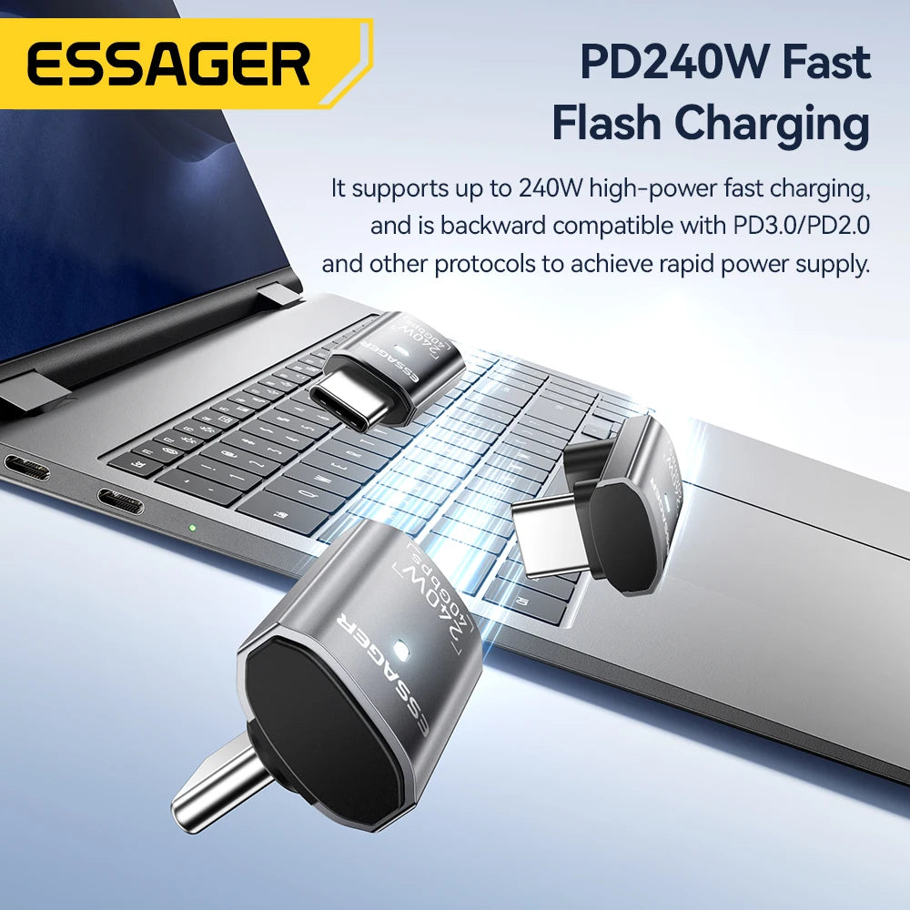 Essager USB4.0 OTG Adapter - 40Gbps 240W Fast Charging USB-C Converter with 8K 60Hz Support