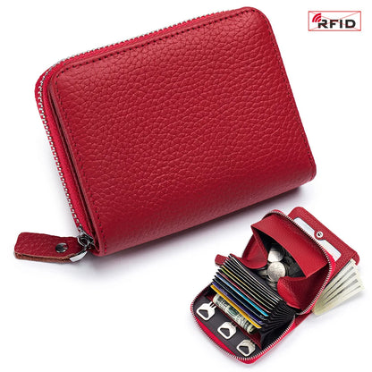 Genuine Leather RFID Short Wallet – Cowhide Card Holder Mini Coin Purse & Key Pouch for Men and Women