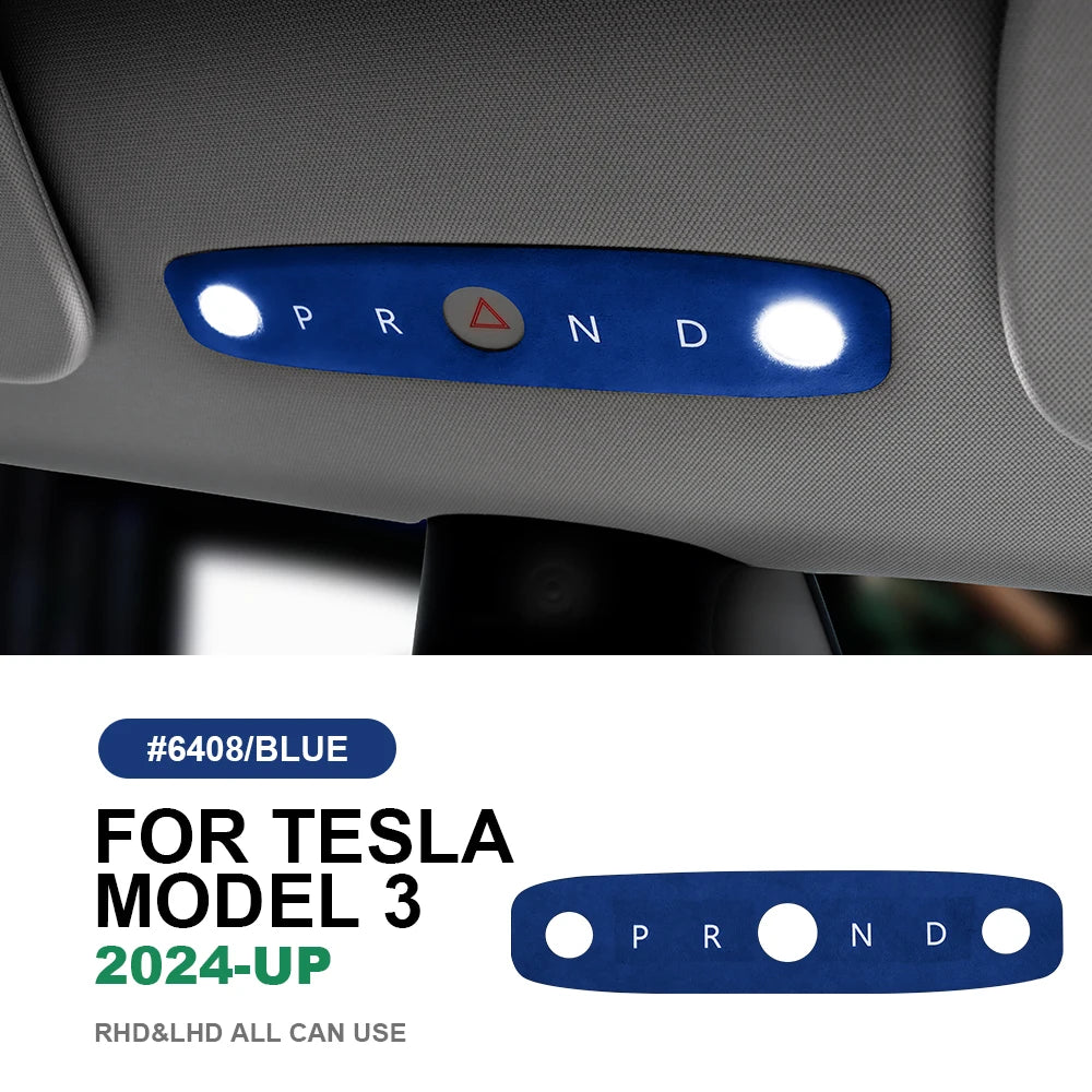 KUNGKIC Italian Top Suede Reading Light Frame Trim Stickers for Tesla Model 3 Highland 2024+ – Car Interior Decor Accessories