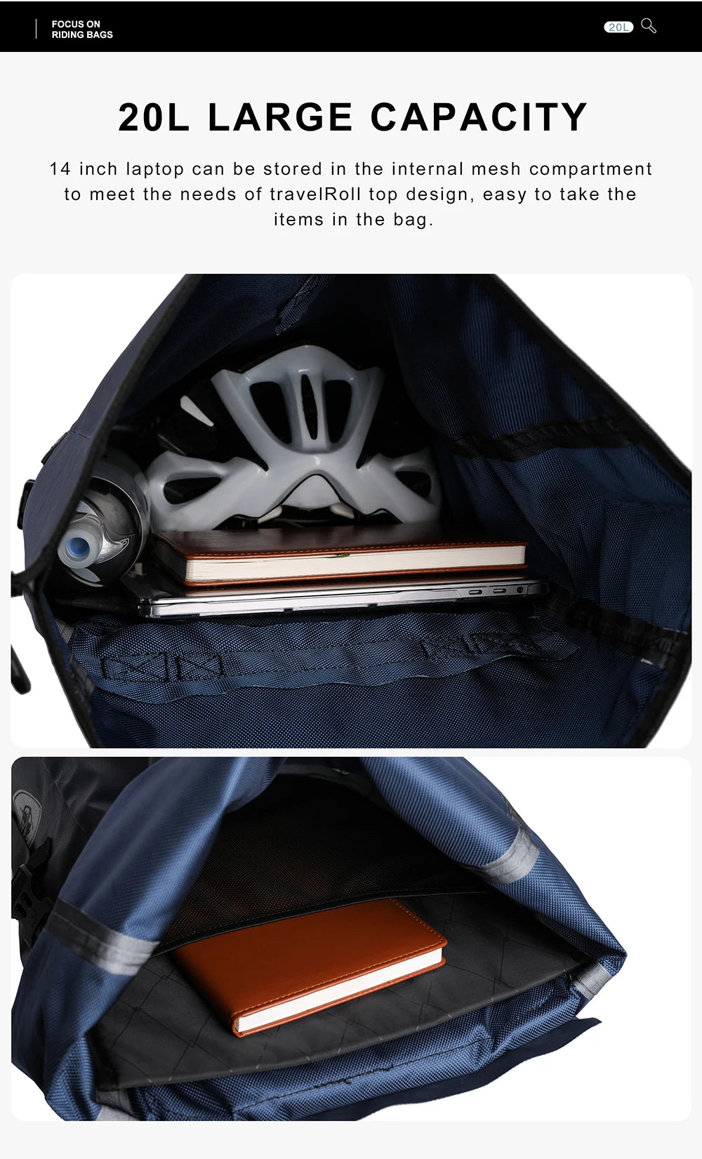 Rhinowalk 20L Bike Pannier Bag — Waterproof Rear Rack Bicycle Shoulder Backpack, Travel & Cycling Accessories