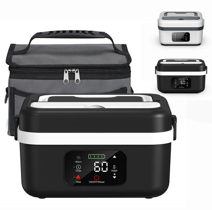 Wireless Electric Heated Lunch Box 8000mAh – 60W Portable Food Warmer 1L Stainless Steel Insulated Lunch Container for Travel & Work