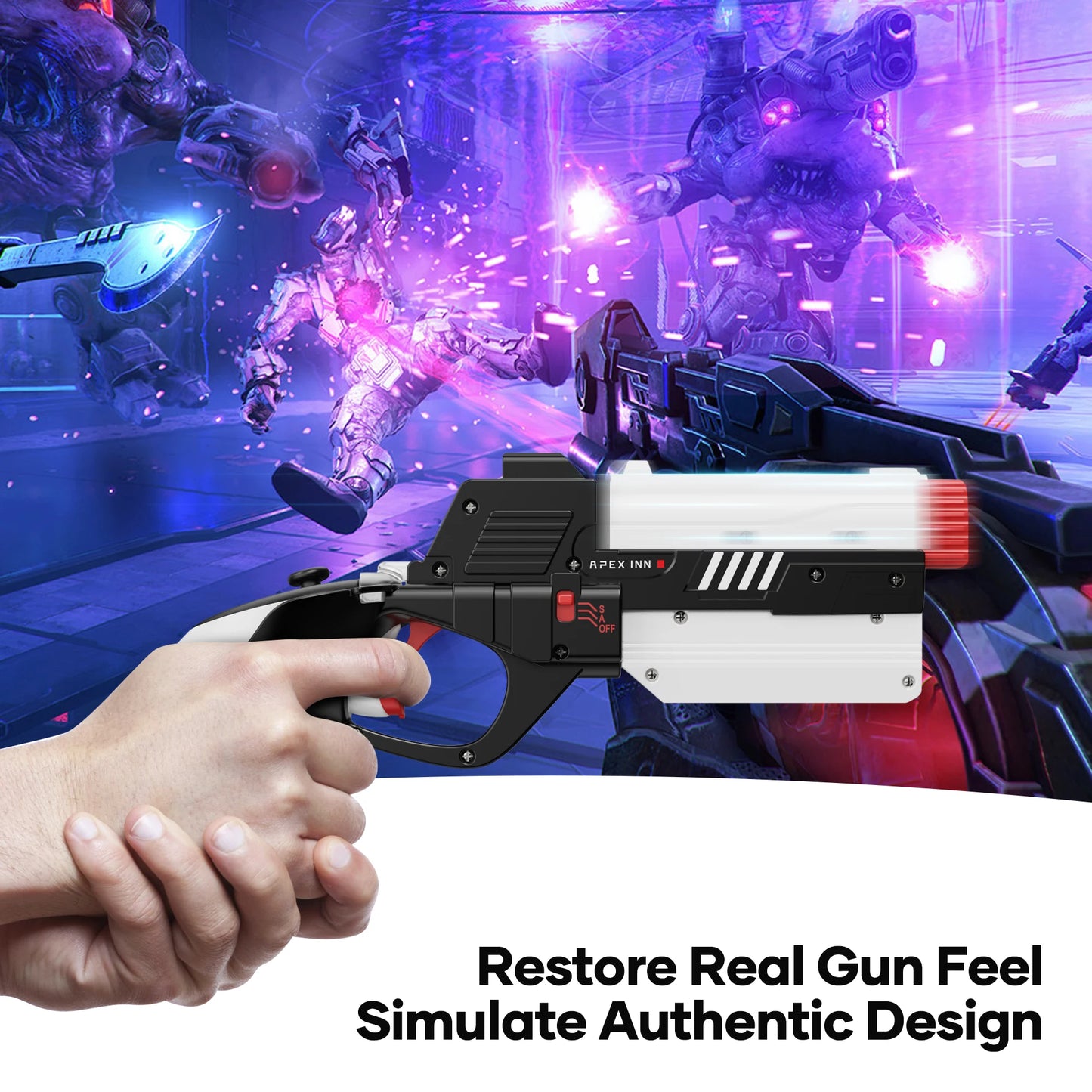 APEXINNO Gun Stock Controller Grip Cover – Electric Pistol Style for Meta Quest 3 & Oculus Quest 3S VR Controllers