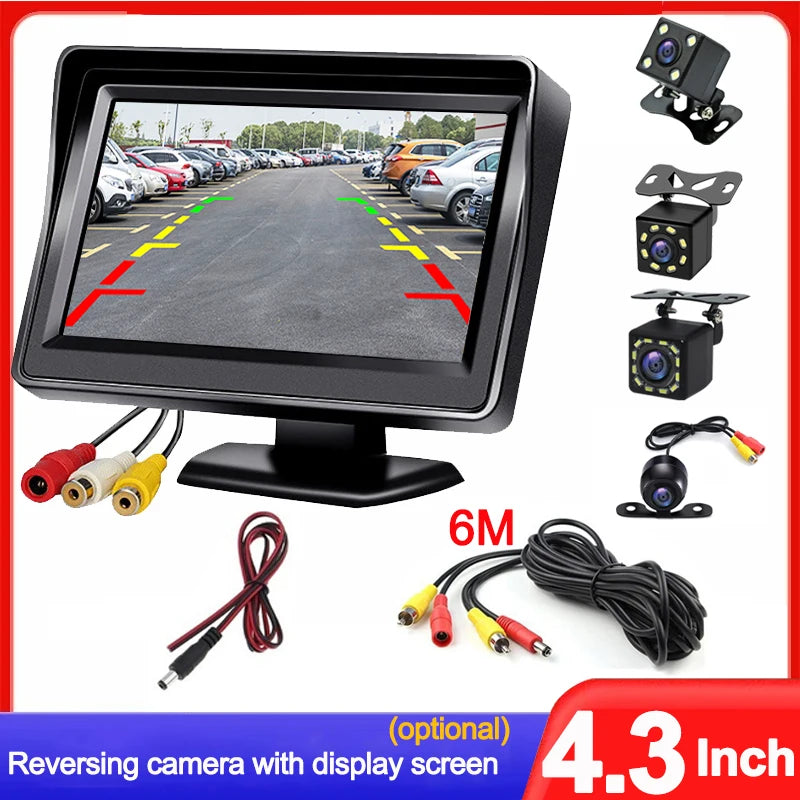 4.3" Car Rear View Monitor – Easy-Install Reversing Camera for Parking System & Vehicle Safety