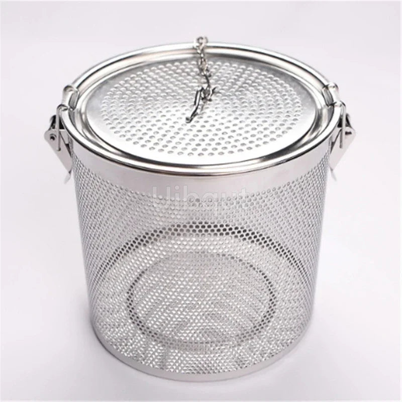 304 Stainless Steel Round Hole Seasoning Bag — Spice, Gravy & Soup Strainer Basket for Brine, Hot Pot, and Slag Separation