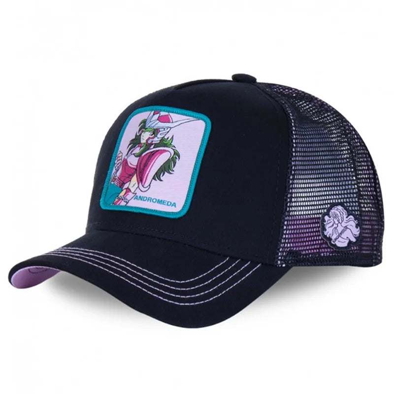 Saint Seiya Anime Baseball Cap - Adjustable Cotton Mesh Trucker Hat for Men & Women Summer Sun Protection