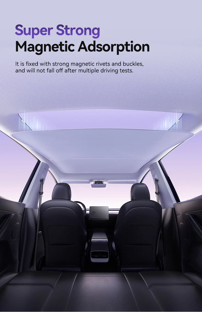YZ Magnetic Suction Clip Sun Shades for Tesla Model 3/Y Highland 2021-2025 – Front & Rear Glass Roof Sunroof Skylight Sunshade