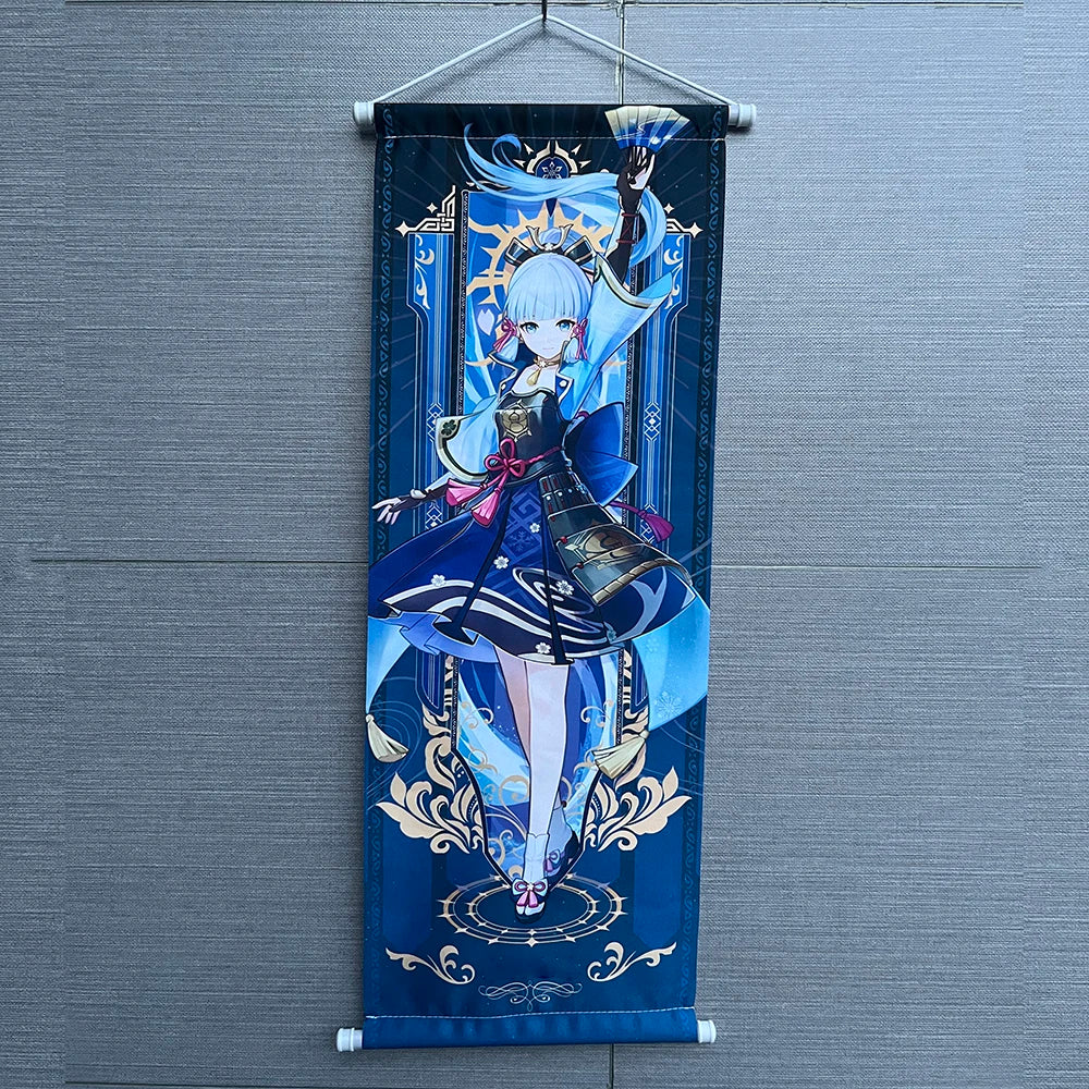 Hot Game Impact Scroll Canvas – Cartoon Heroes Wall Hanging Poster for Cosplay, Halloween, Xmas Decor & Gifts