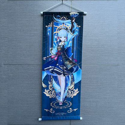 Hot Game Impact Scroll Canvas – Cartoon Heroes Wall Hanging Poster for Cosplay, Halloween, Xmas Decor & Gifts