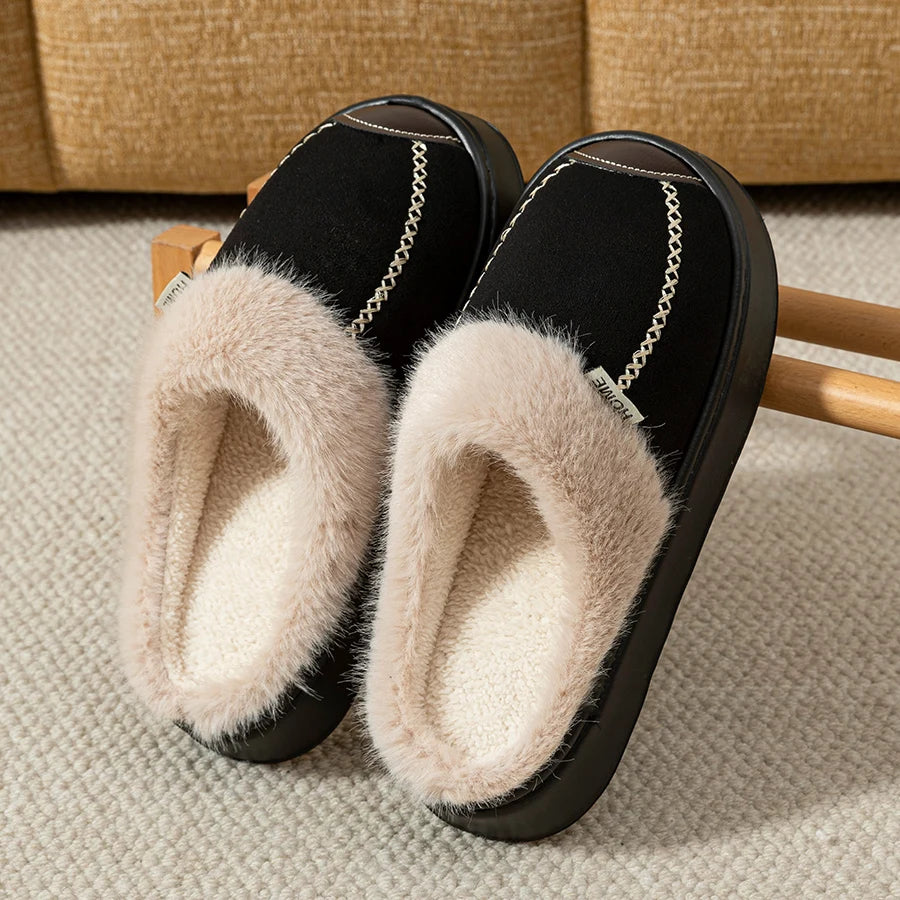 Women’s Fashion Winter Slippers — Soft, Thick-Soled, Non-Slip Indoor & Outdoor Casual Home Shoes