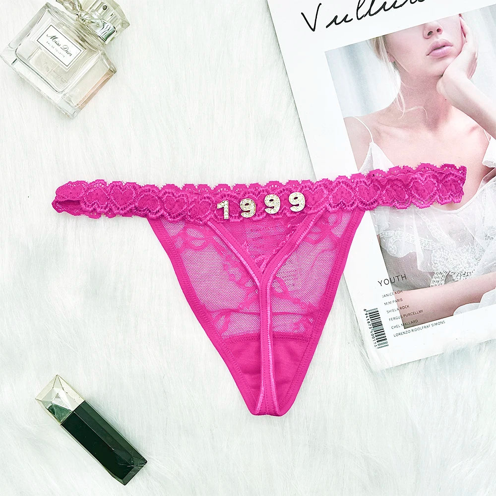 Custom Personalized Lace Thong Bikini – Sexy G-String Body Chain Lingerie with Name Letter Waist Chain Gift for Women