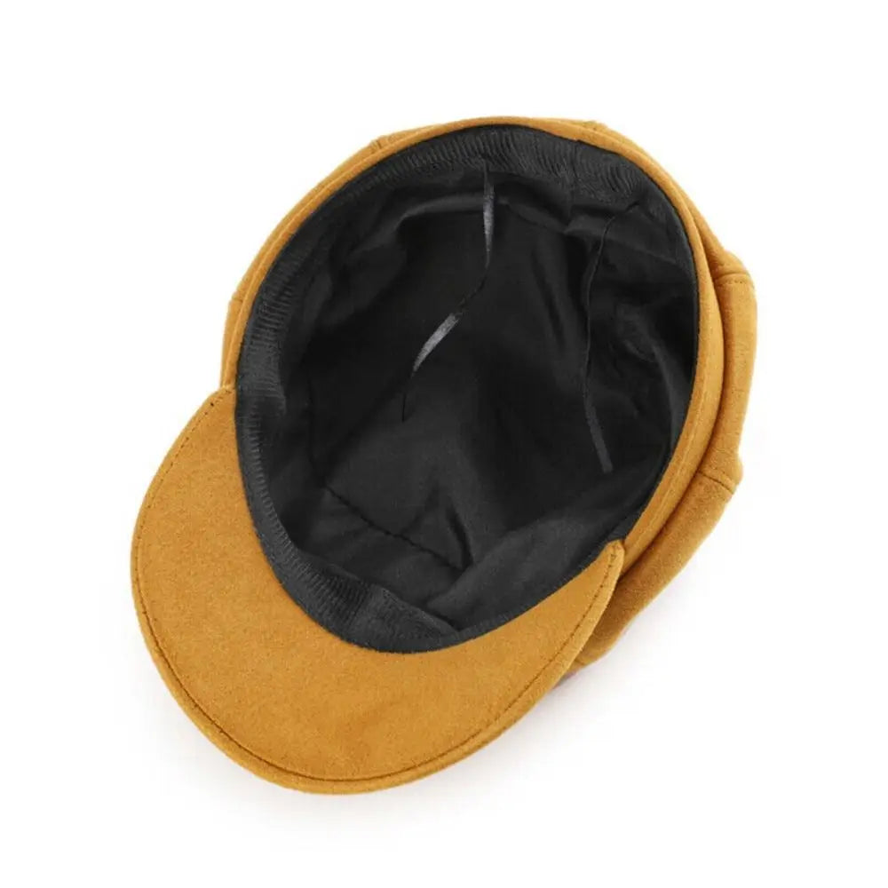 Casual Suede Fabric Hat — Solid Color Adjustable Baker Newsboy Beret Cap