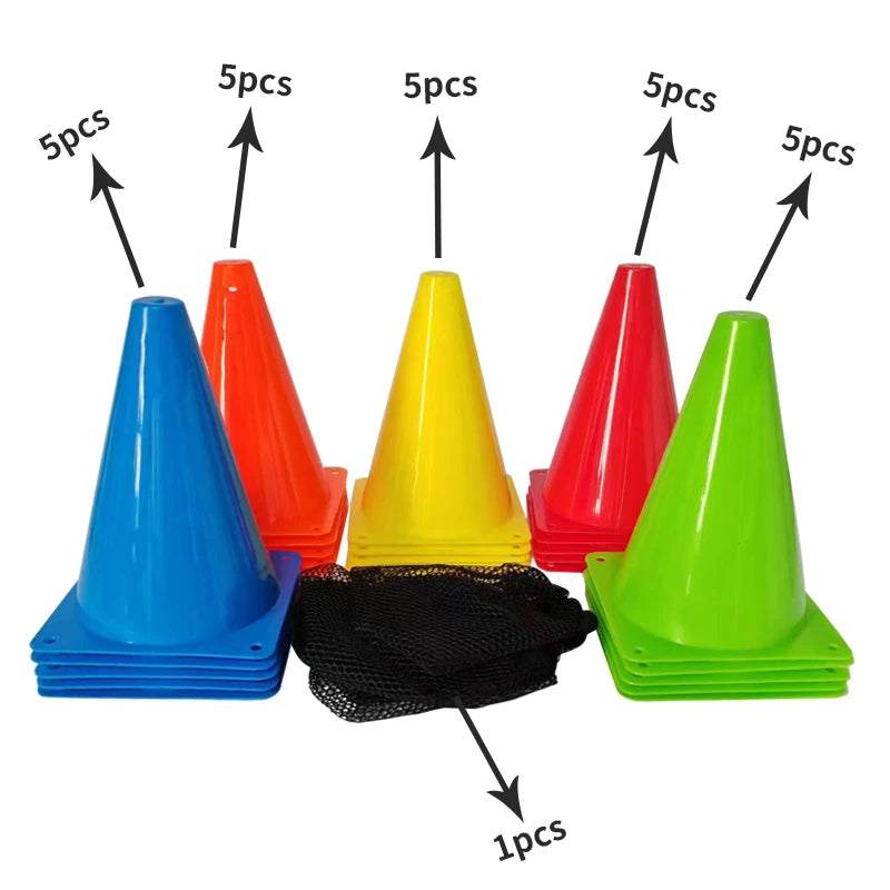 25PCS Colorful Marker Cones - Soccer Football Agility Training Equipment for Sports Practice & Games