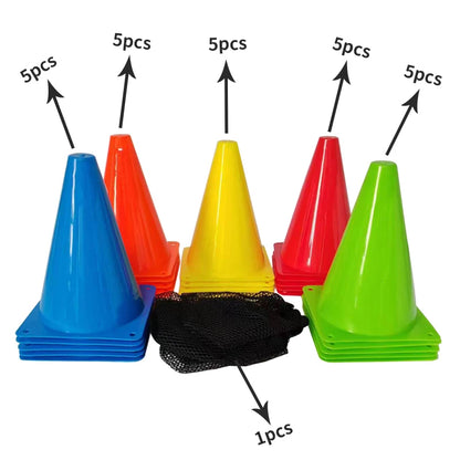 25PCS Colorful Marker Cones - Soccer Football Agility Training Equipment for Sports Practice & Games