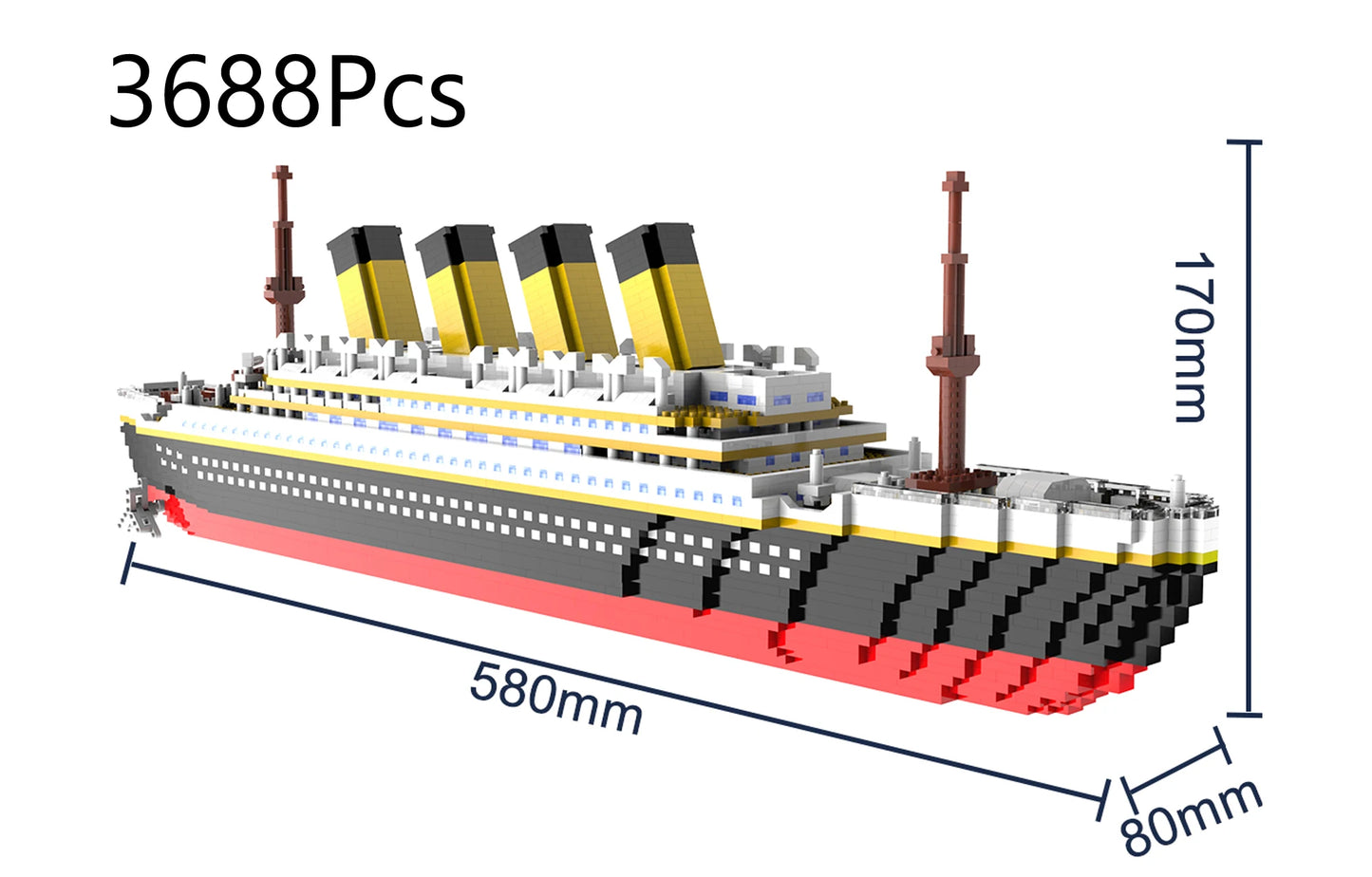 Titanic Building Block Model Kit - Giant Cruise Ship Puzzle Toy for Kids, Boys & Girls, Desktop Display & Birthday Gift