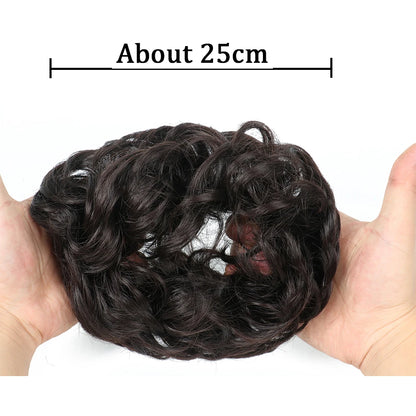 Synthetic Wavy Hair Bun Wig – Elastic Rubber Scrunchie Curly Ponytail Hair Extension for Ladies