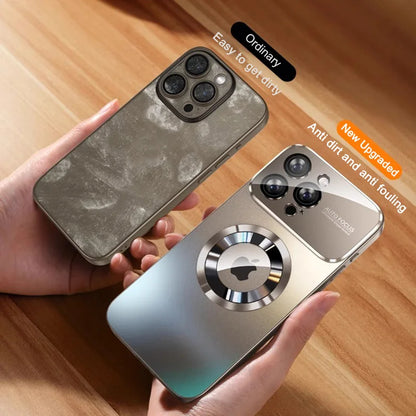 Luxury Glass MagSafe iPhone Case - Magnetic Wireless Charging Cover with Camera Protection & Shockproof Design