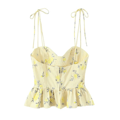 Women’s Chic Corset Backless Cami Top – Floral Print Sexy Summer Party Crop Top, Elegant 2026 Fashion Nightwear